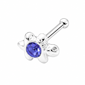 Turtle Crystal Nose Bone Stud in 925 sterling silver – angle view
