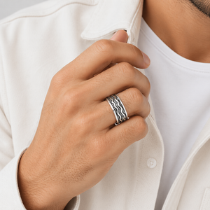 Ocean Waves Ring in 925 sterling silver – angle view