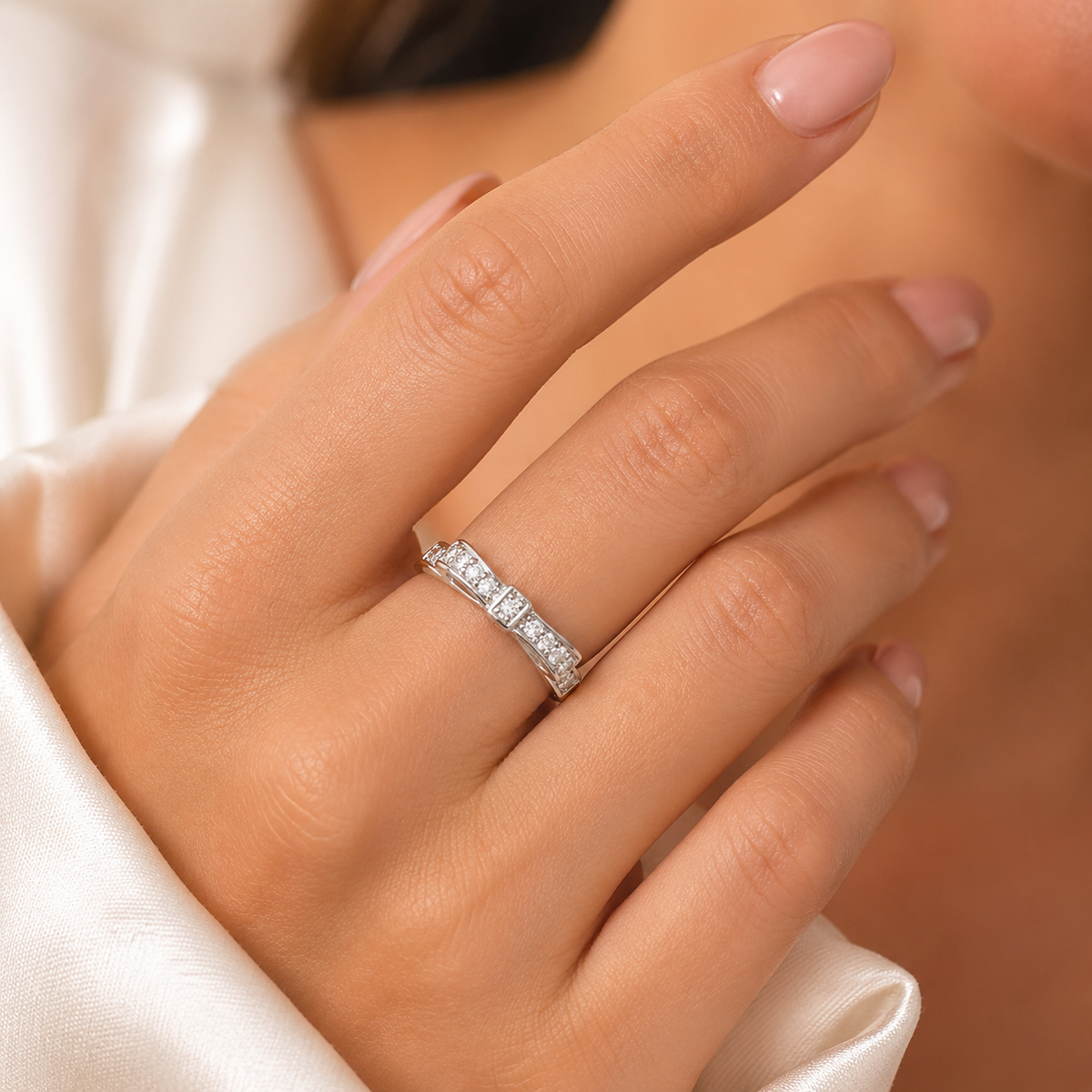 Pavé Bow Ring Band