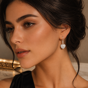 Pavé Heart Drop Earrings in 925 sterling silver – additional view