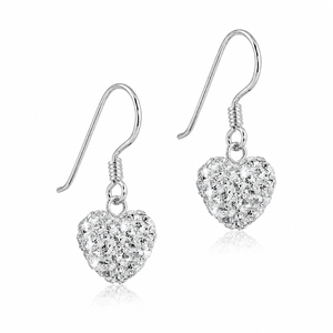 Pavé Heart Drop Earrings in 925 sterling silver – main view