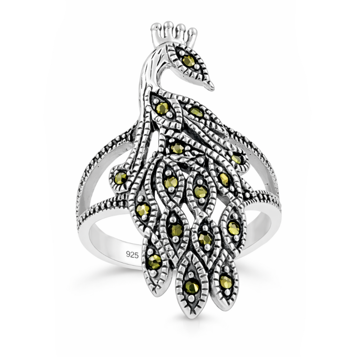 Peacock Marcasite Ring in 925 sterling silver – main view