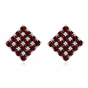 Princess Pavé Square Stud Earrings in 925 sterling silver – side view