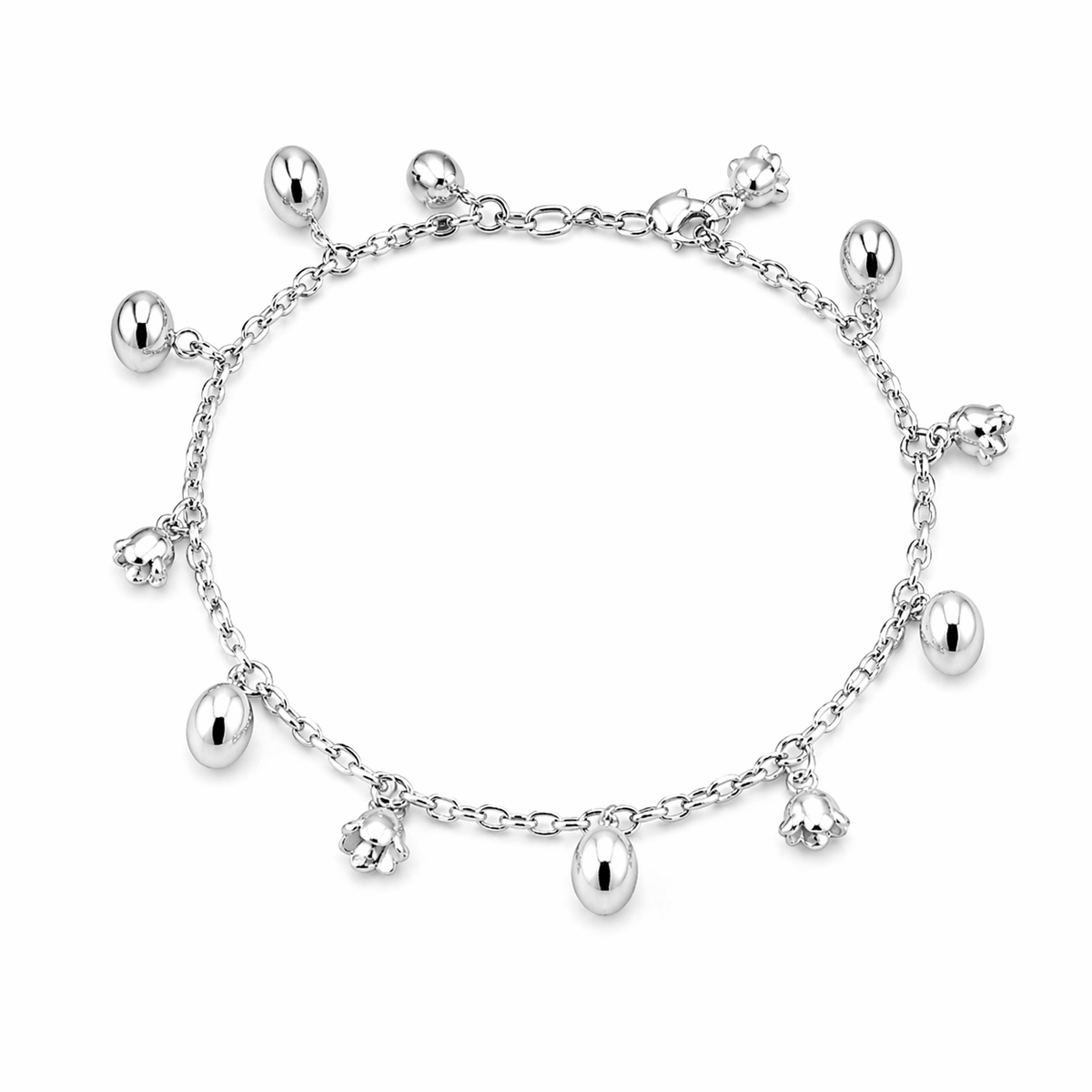 Enchanted Bunny Bell Charm Anklet in 925 sterling silver – main view