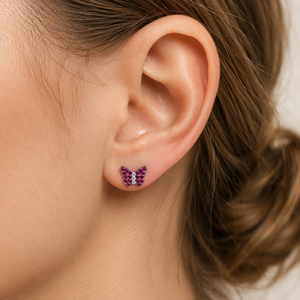 Radiant Butterfly Stud Earrings in 925 sterling silver – angle view