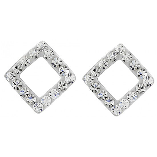 Radiant Diamond Frame Stud Earrings in 925 sterling silver – main view