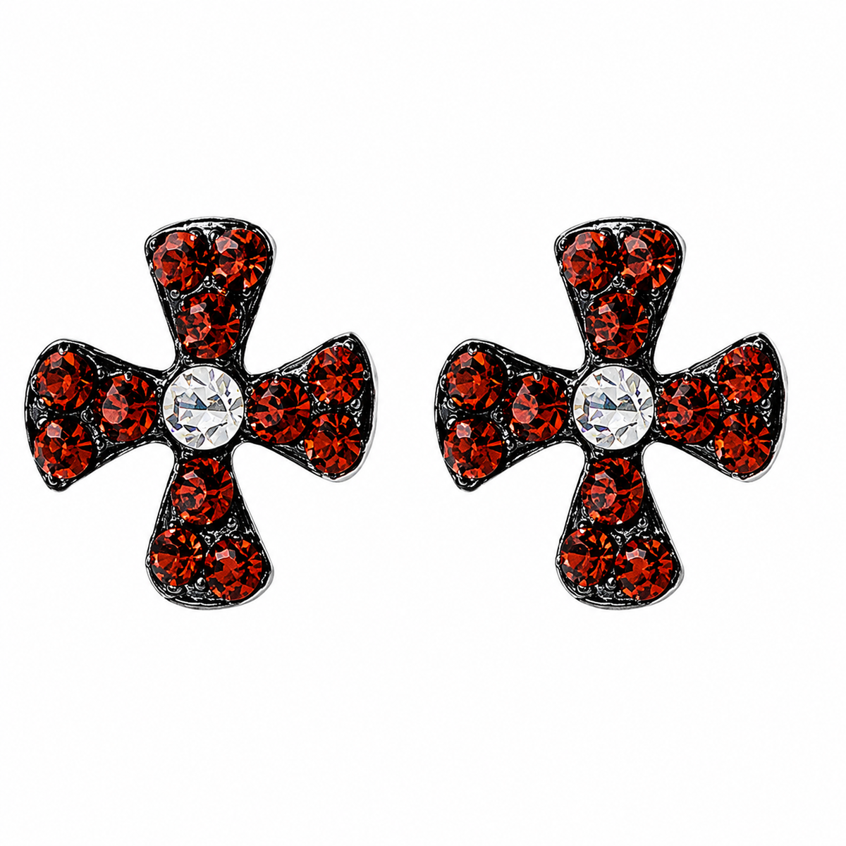 Rouge Croix Crystal Stud Earrings in 925 sterling silver – main view