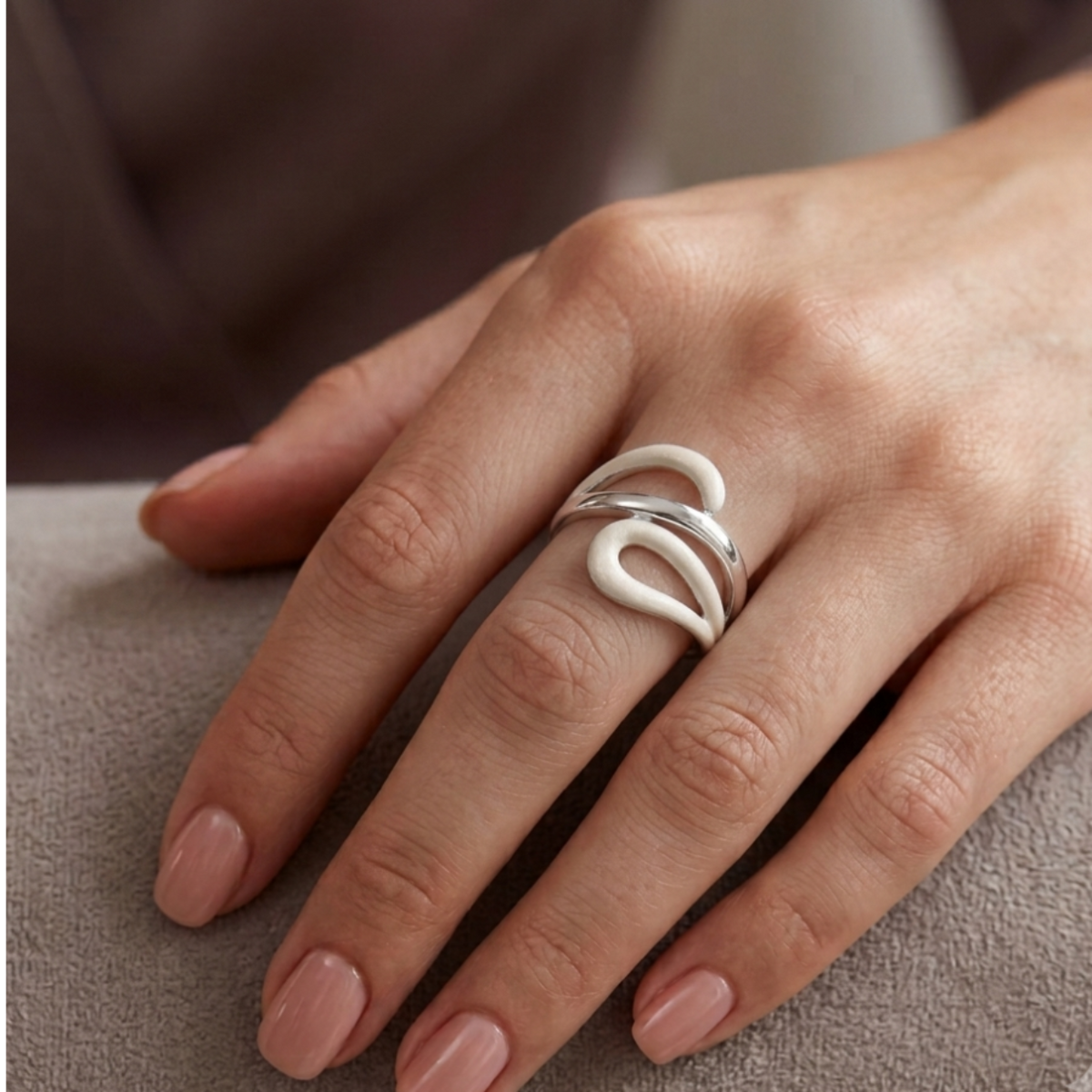 Satin & Silver Cutout Spoon Ring
