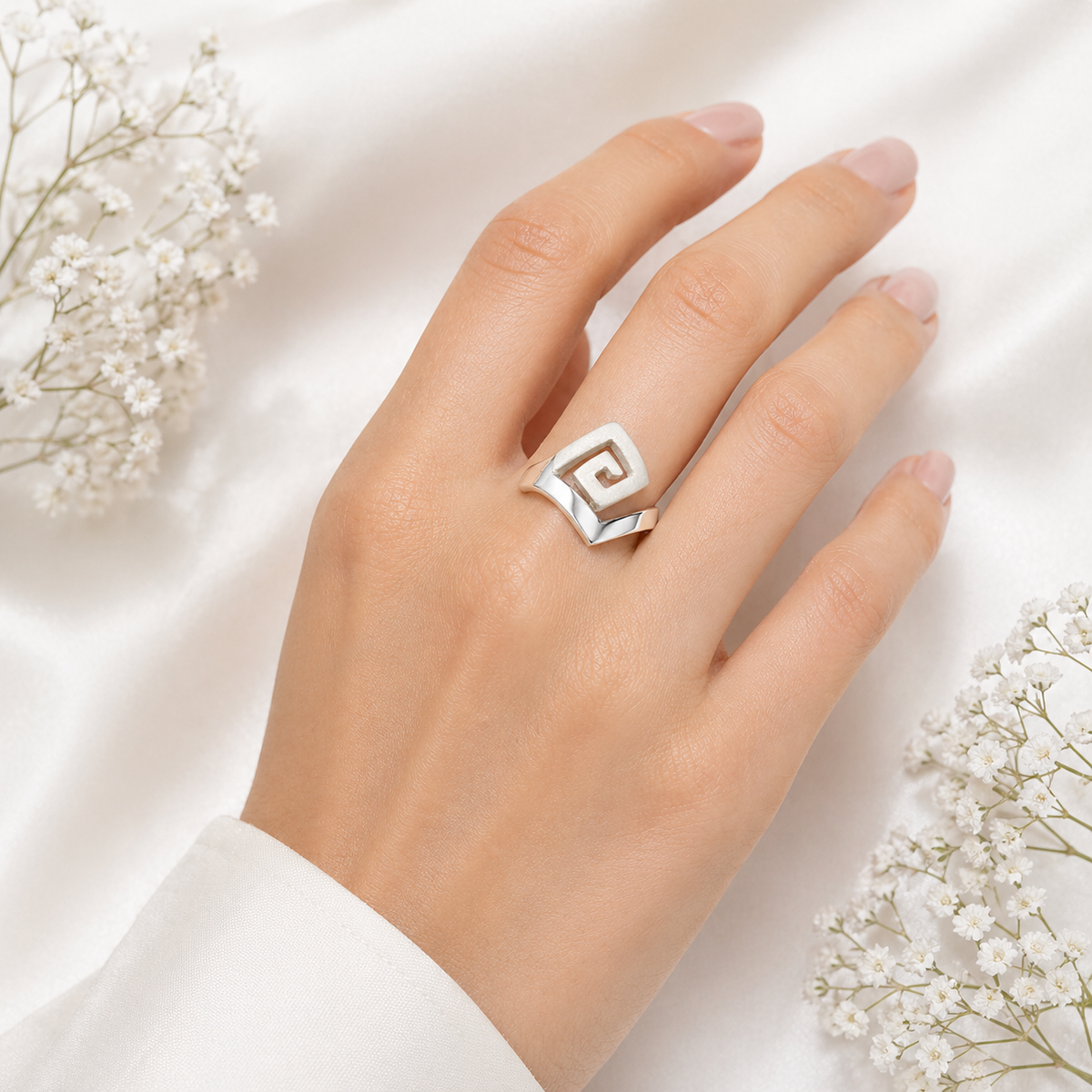 Satin & Silver Maze Ring
