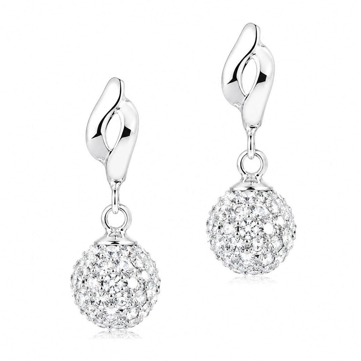 Sculpted Wave Ball Drop Earrings in 925 sterling silver – main view