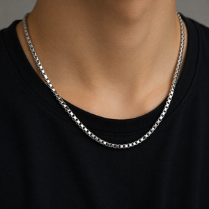 Square Box Link Chain in 925 sterling silver – side view