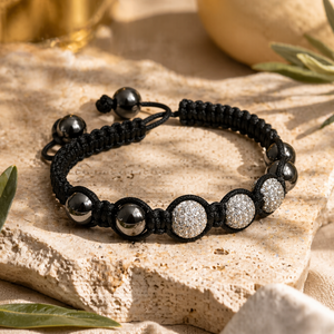 Three-Ball Shamballa Bracelet in 925 sterling silver – angle view