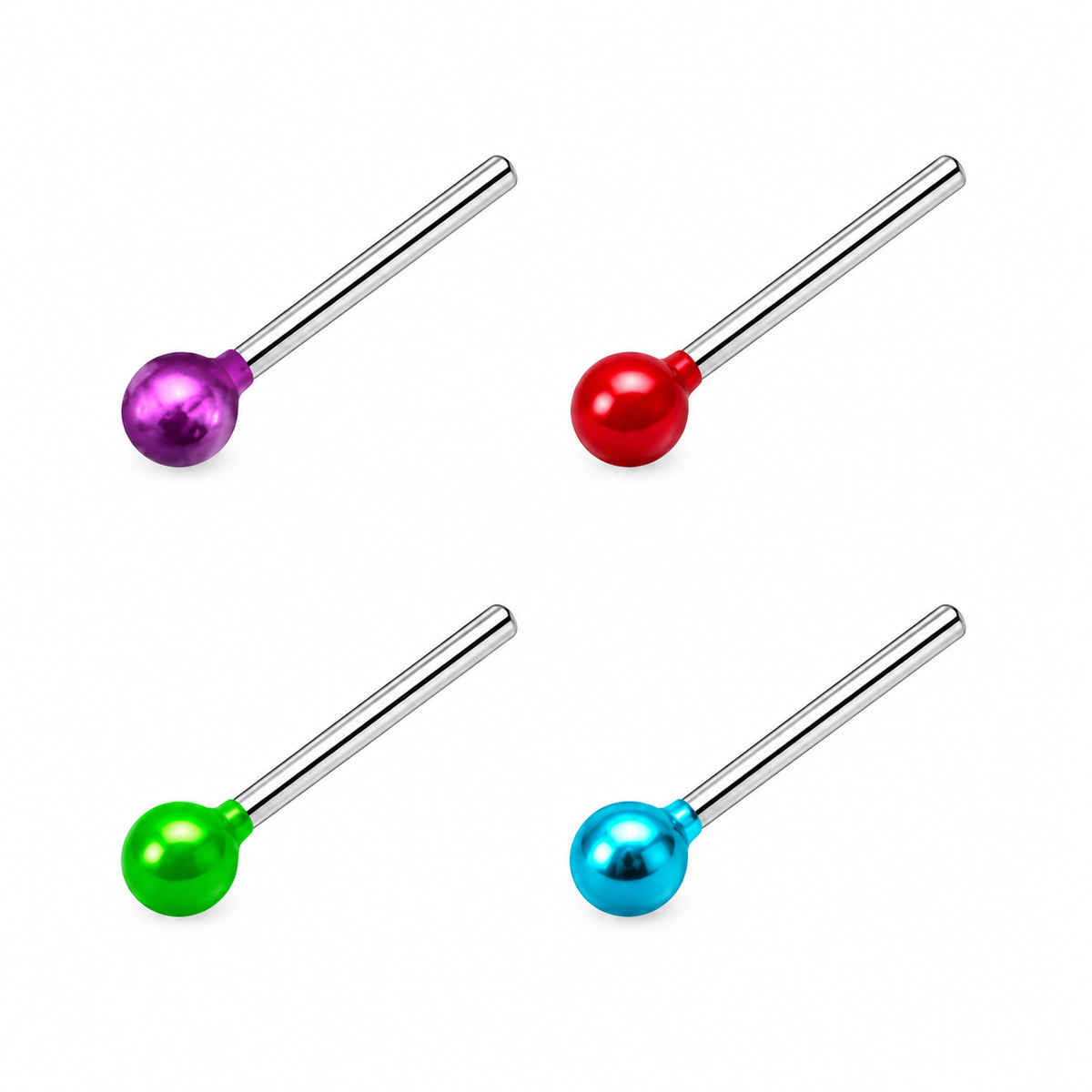 Colour Ball Nose Pin Stud in 925 sterling silver – main view
