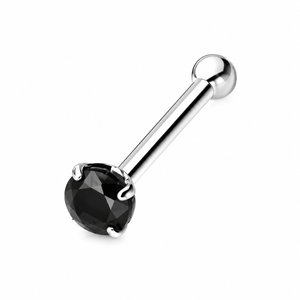 Round Crystal Nose Pin Stud in 925 sterling silver – angle view