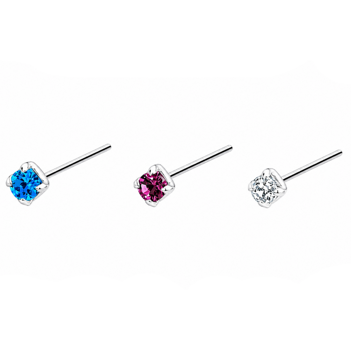 Classic Solitaire Nose Pin Stud in 925 sterling silver – main view