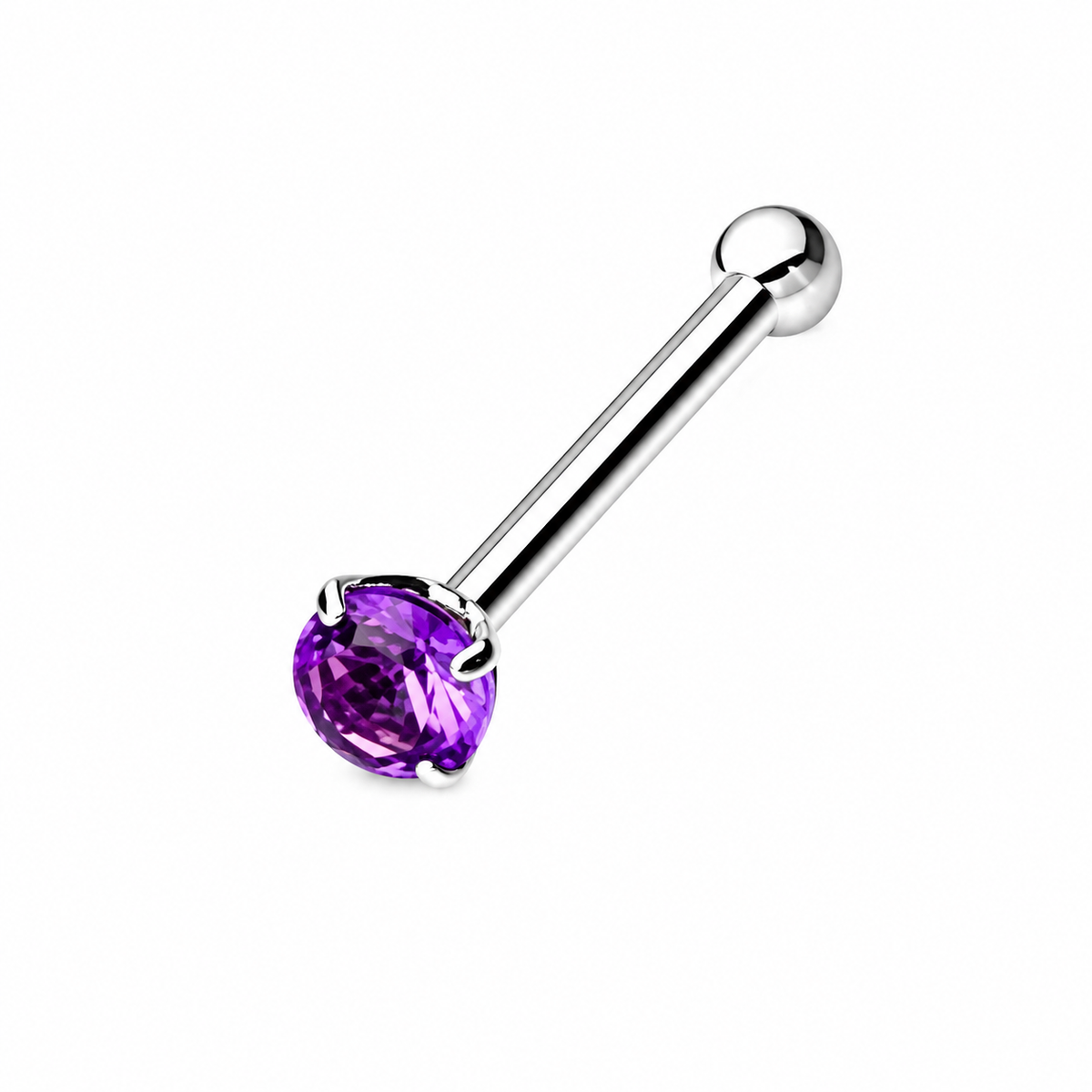 Round Crystal Nose Pin Stud in 925 sterling silver – additional view