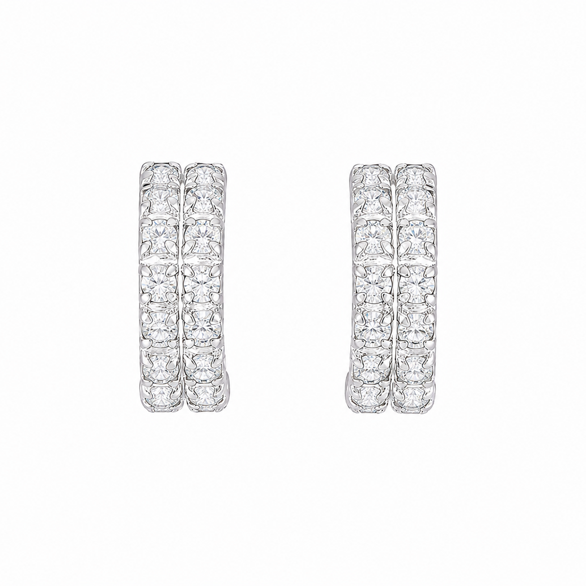 Radiance Sterling Silver Pavé Huggie Earrings in 925 sterling silver – side view