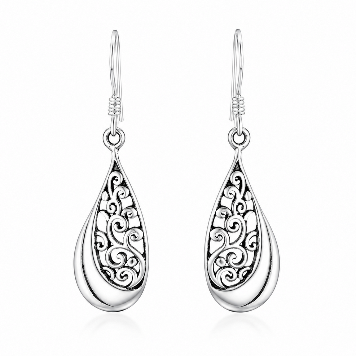Celestial Filigree Teardrop Earrings in 925 sterling silver – main view