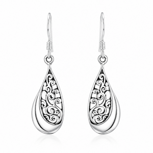 Celestial Filigree Teardrop Earrings in 925 sterling silver – main view