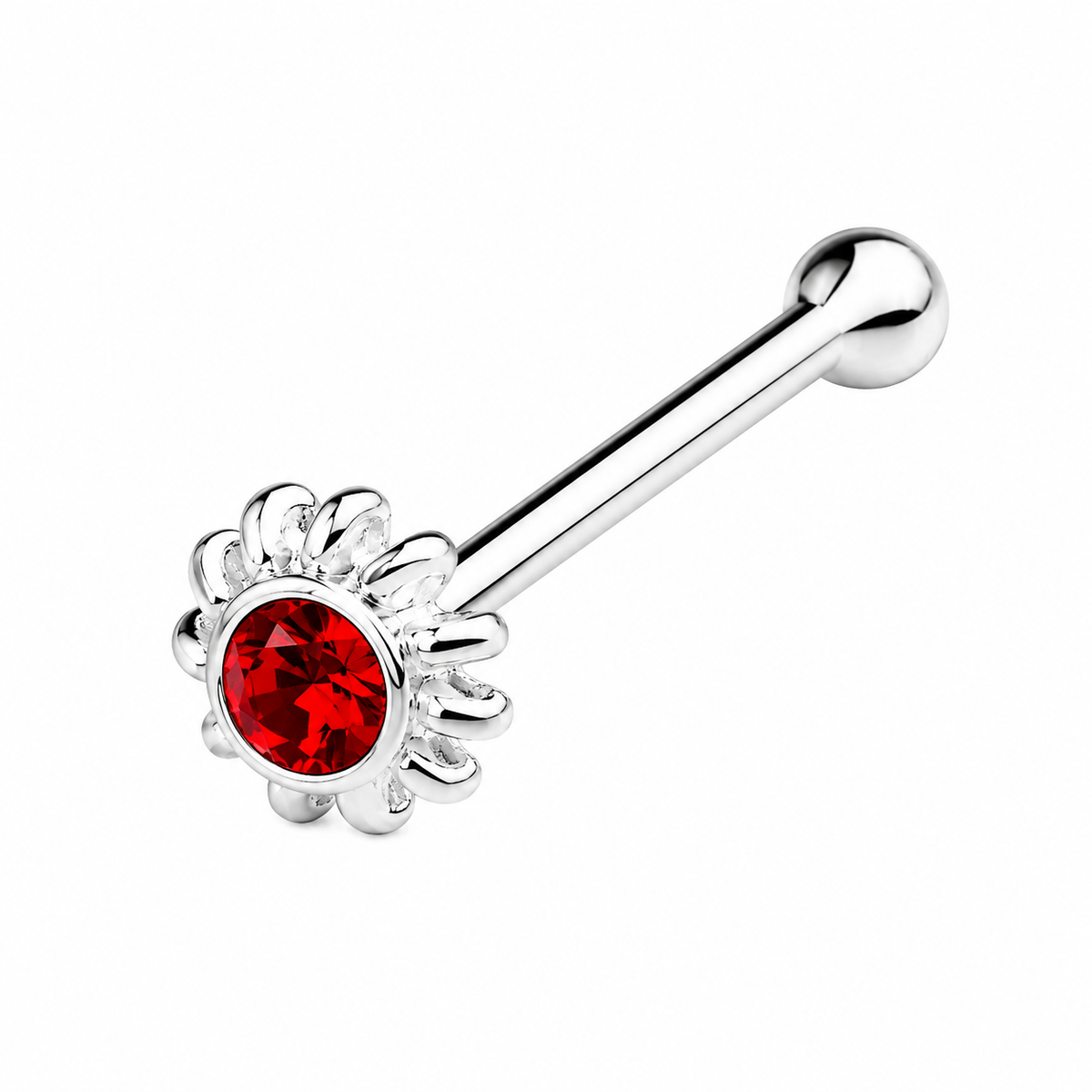 Floral Crystal Nose Bone Stud in 925 sterling silver – additional view