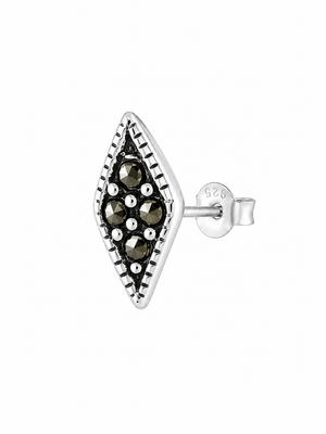 Celeste Marcasite Marquise Stud Earrings in 925 sterling silver – side view