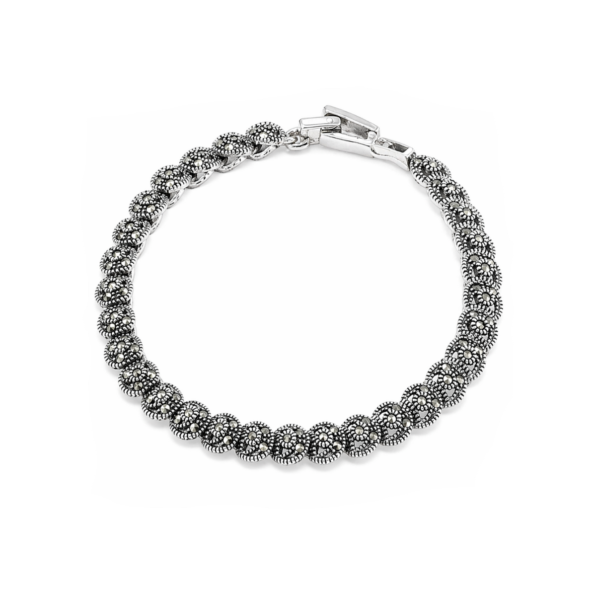 Marcasite Moon & Star Bracelet in 925 sterling silver – main view