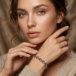 Marcasite Teardrop Cut-Out Bracelet in 925 sterling silver – angle view