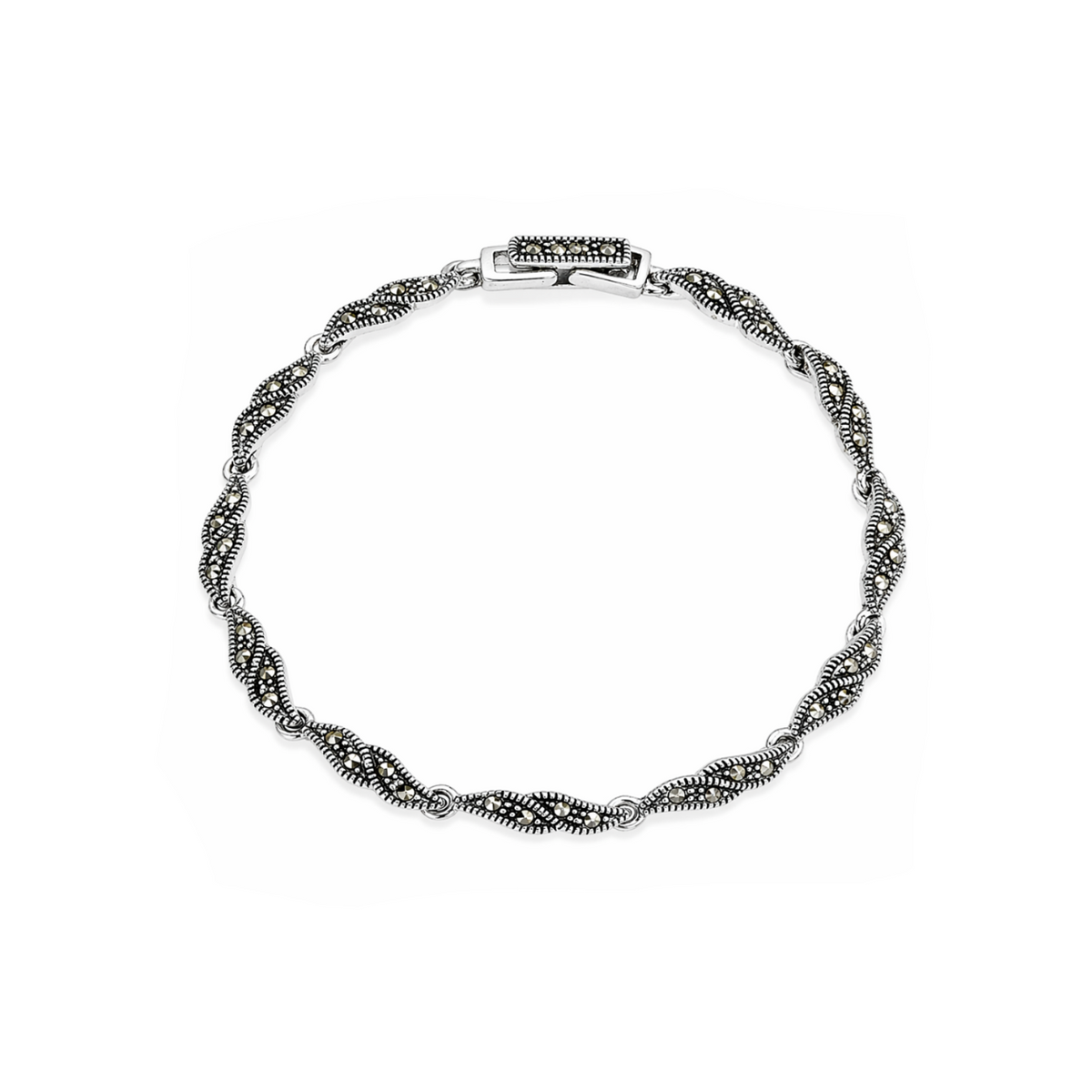 Marcasite Twist Leaf Bracelet in 925 sterling silver – main view