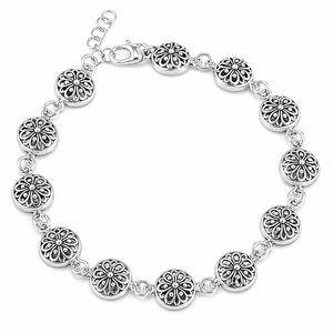 Round Floral Cut-Out Bracelet in 925 sterling silver – main view