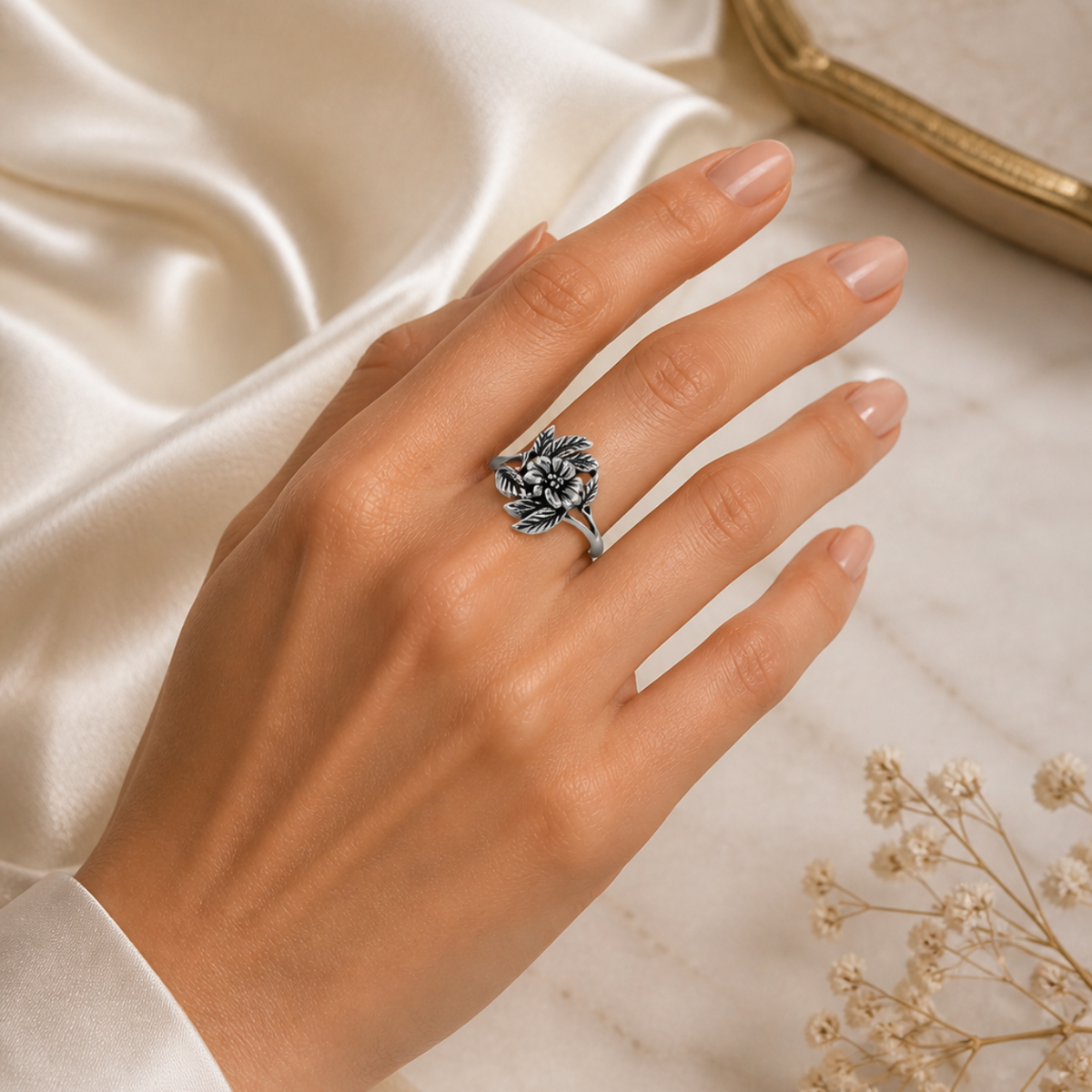 Sterling Silver Rose Ring