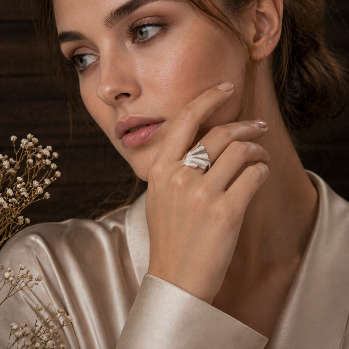 Satin Cutout Angel Wing Ring