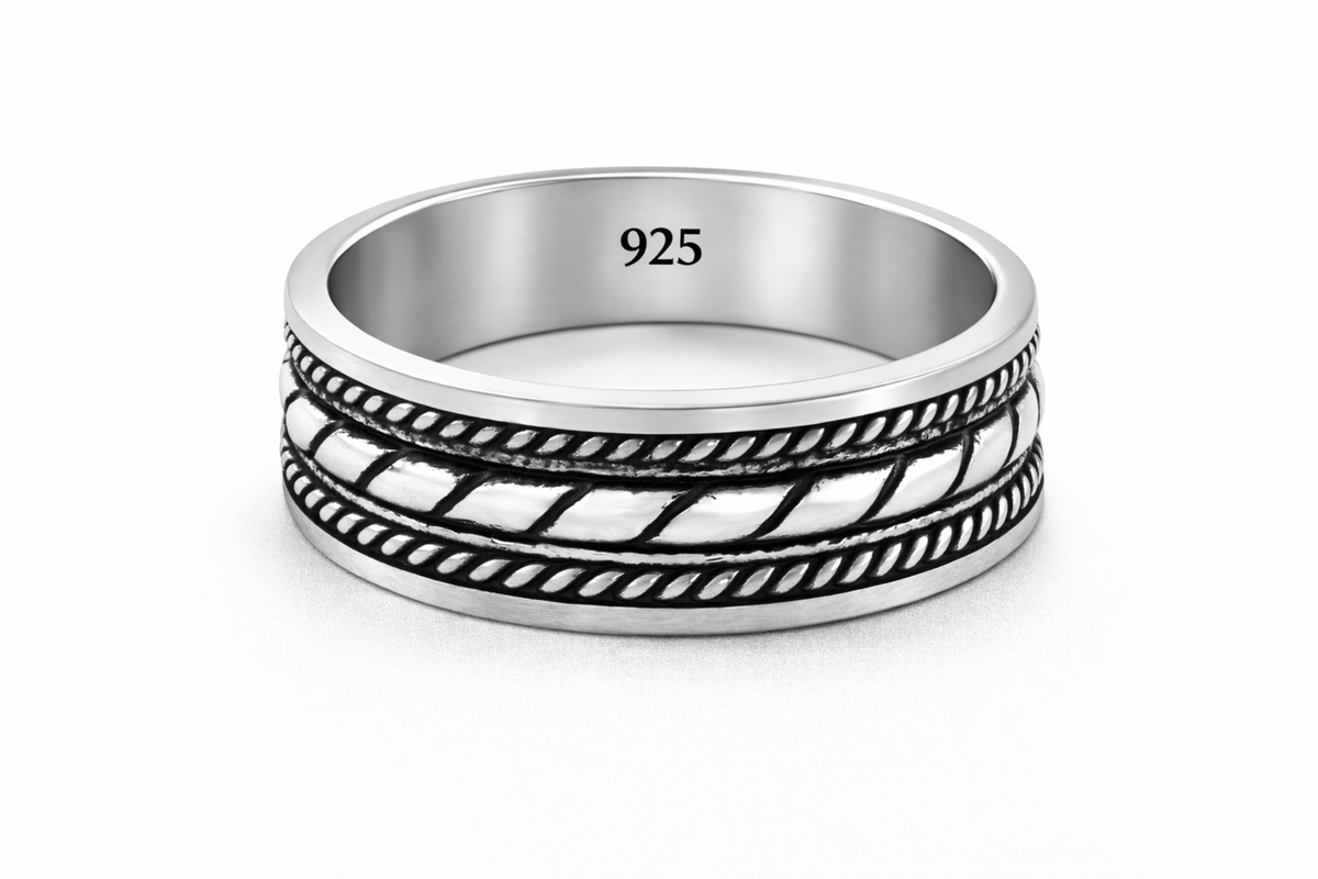 Twist Rope Band Ring in 925 sterling silver – main view
