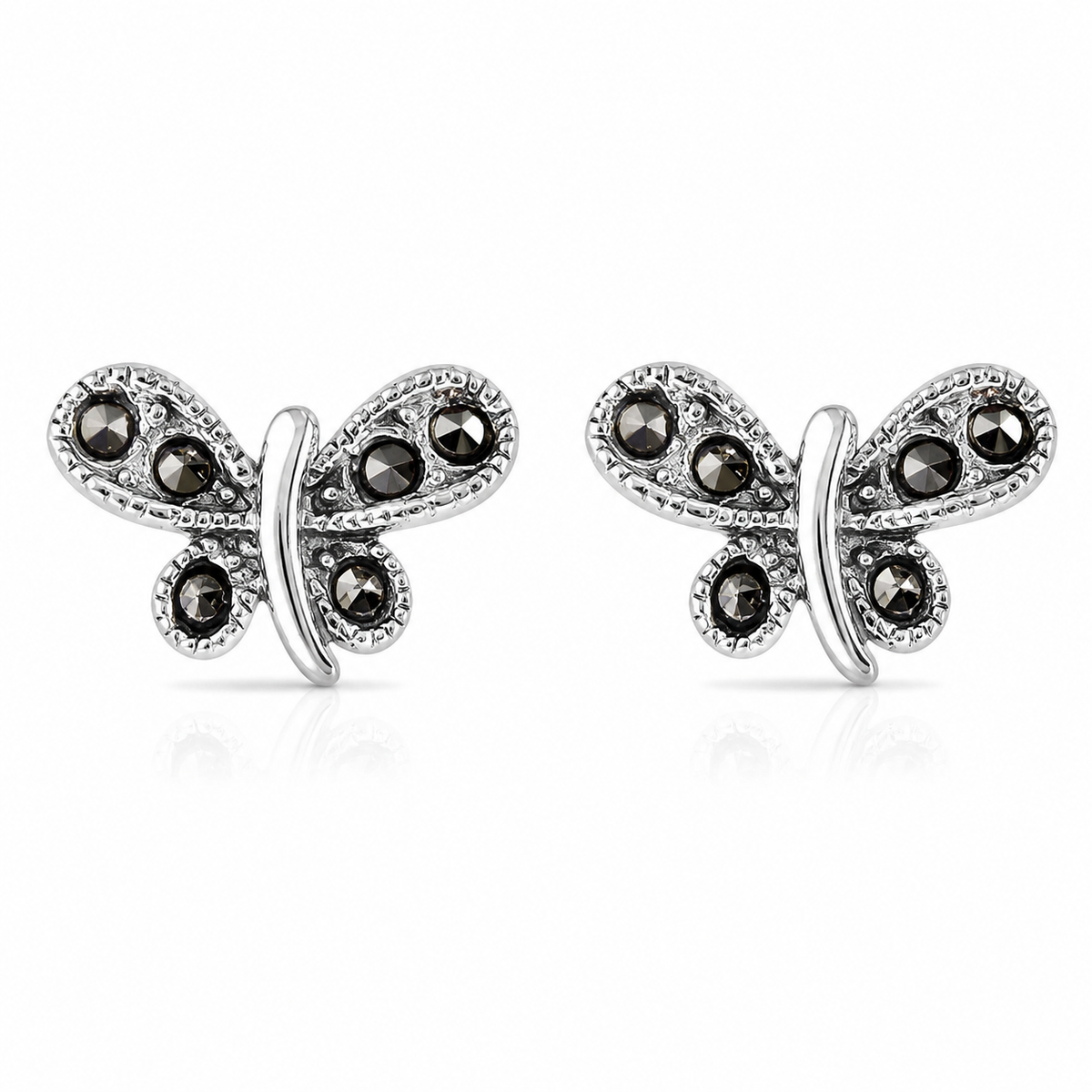 Twisted Marcasite Dragonfly Stud Earrings in 925 sterling silver – main view